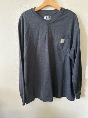 Carhartt Men's Long Sleeve Henley - Charcoal Gray w/Pocket size L/ NWOT 1296